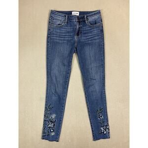 Driftwood‎ Jeans Womens 26 Blue Jackie Embroidered Floral Skinny Stretch Denim